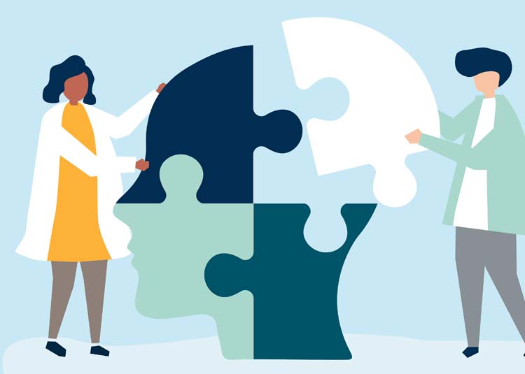Grafik mit zwei Figuren, die einen Kopf aus Puzzlestücken zusammensetzen © Rawpixel.com - stock.adobe.com Grafik mit zwei Figuren, die einen Kopf aus Puzzlestücken zusammensetzen © Rawpixel.com - stock.adobe.com